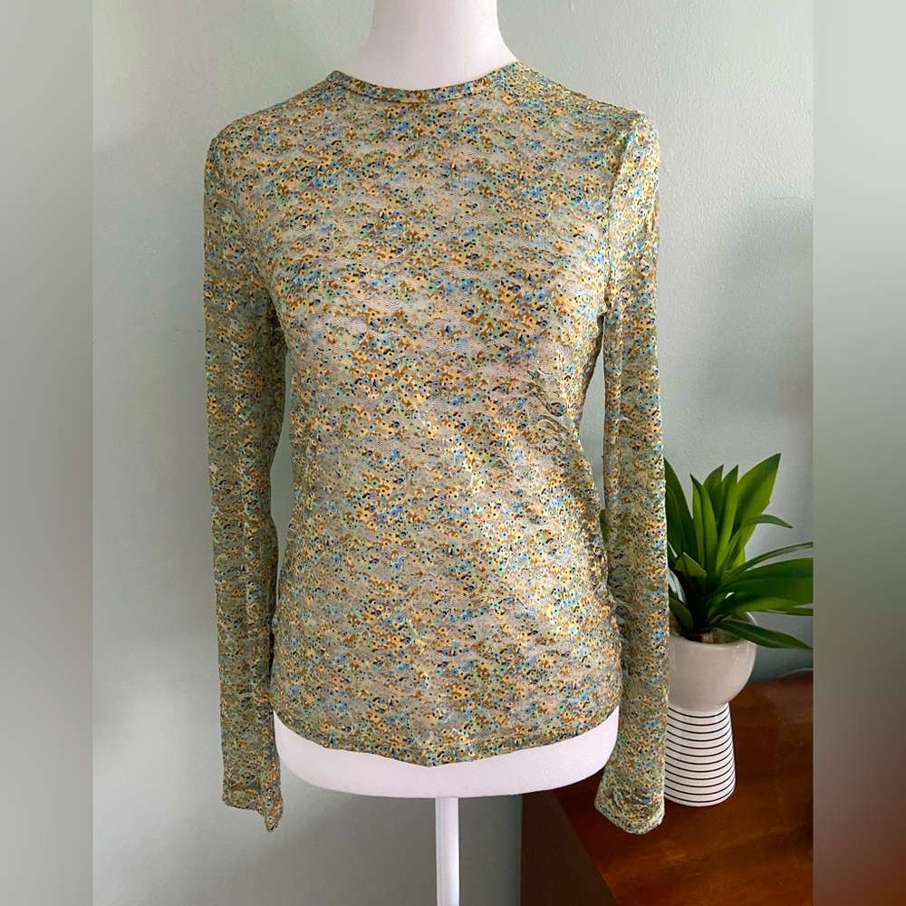 NWT Scotch and Soda Semi-Sheer Floral Long Sleeve Shirt